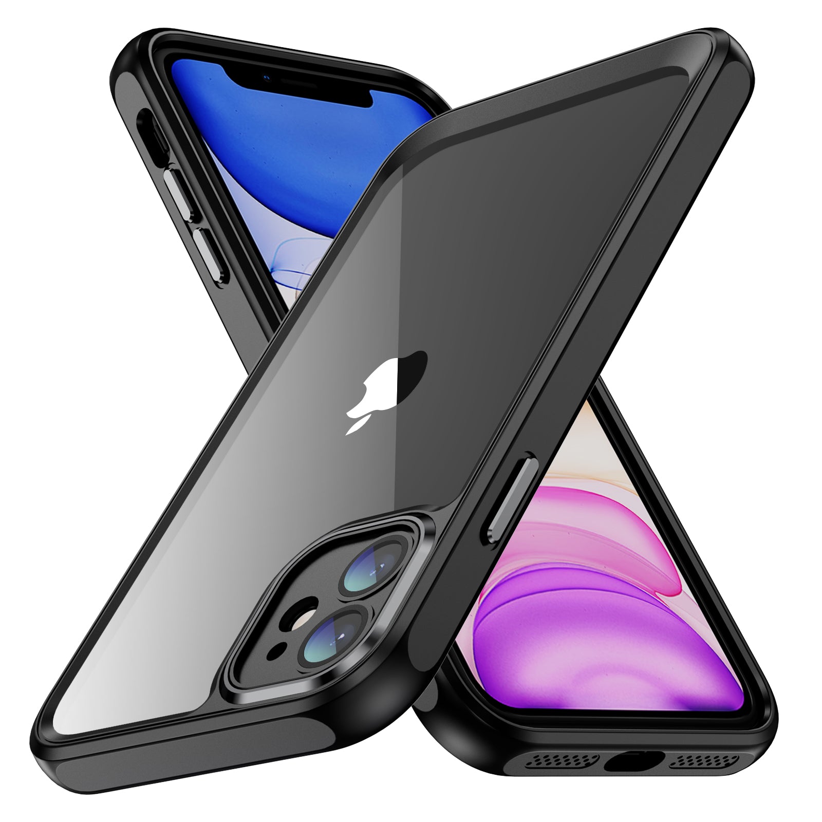Til iPhone 11 Hybrid Stødsikker TPU + Akryl telefonetui Metal kameraramme Klart bagcover Til iPhone 11 Hybrid Stødsikker TPU + Akryl telefonetui Metal kameraramme Klart bagcover